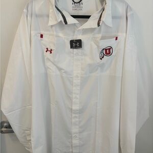 Under Armour White Shirt with Black and Red Details